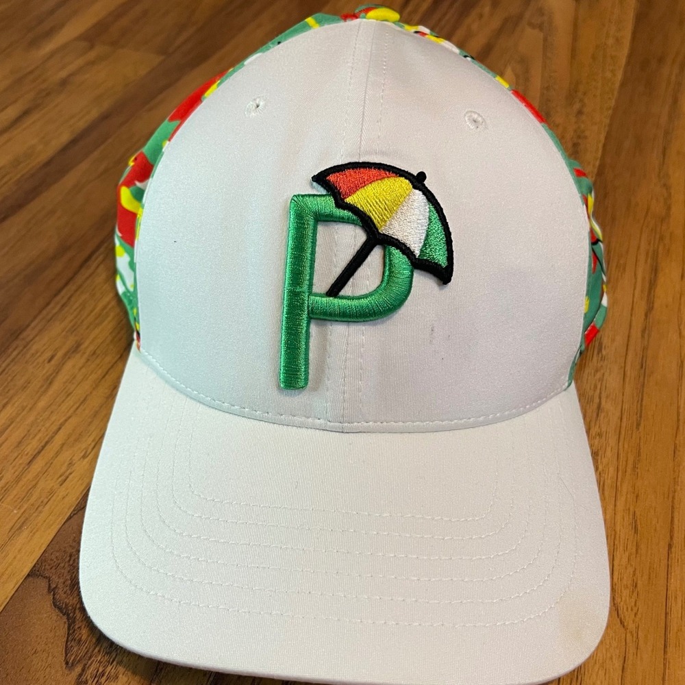 Puma Arnold Palmer Golf Hat Mens OSFA White Umbrella P Snapback Cap Camo Print